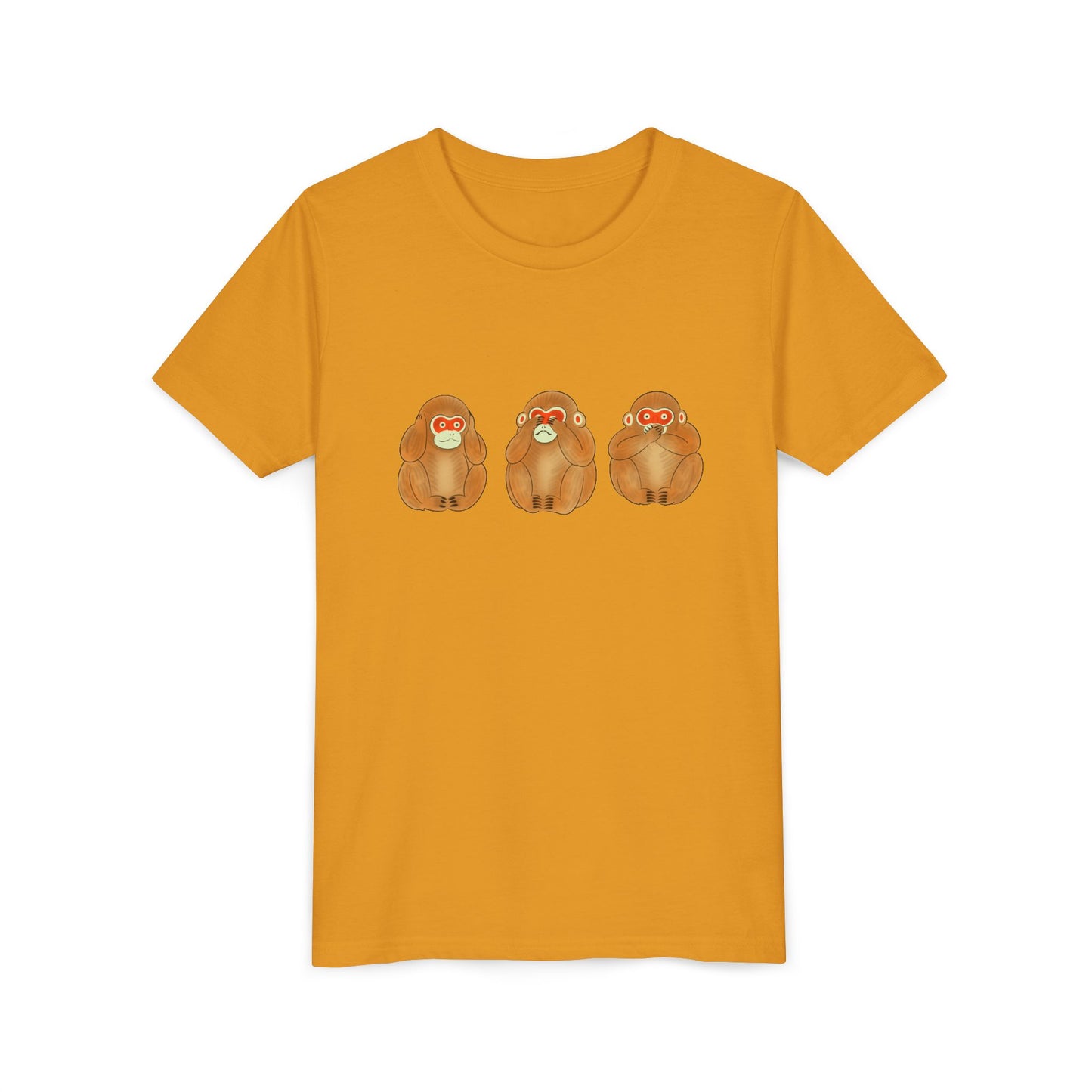 Three Wise Monkeys Fushimi clay doll Youth TShirt | Three Wise Monkeys
