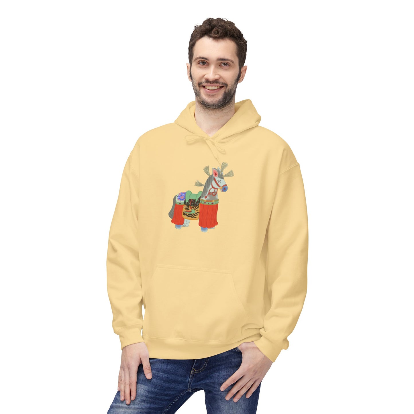 Japanese Vintage Toy Horse Hoodie — Cute Painter Horse Graphic Sweatshirt