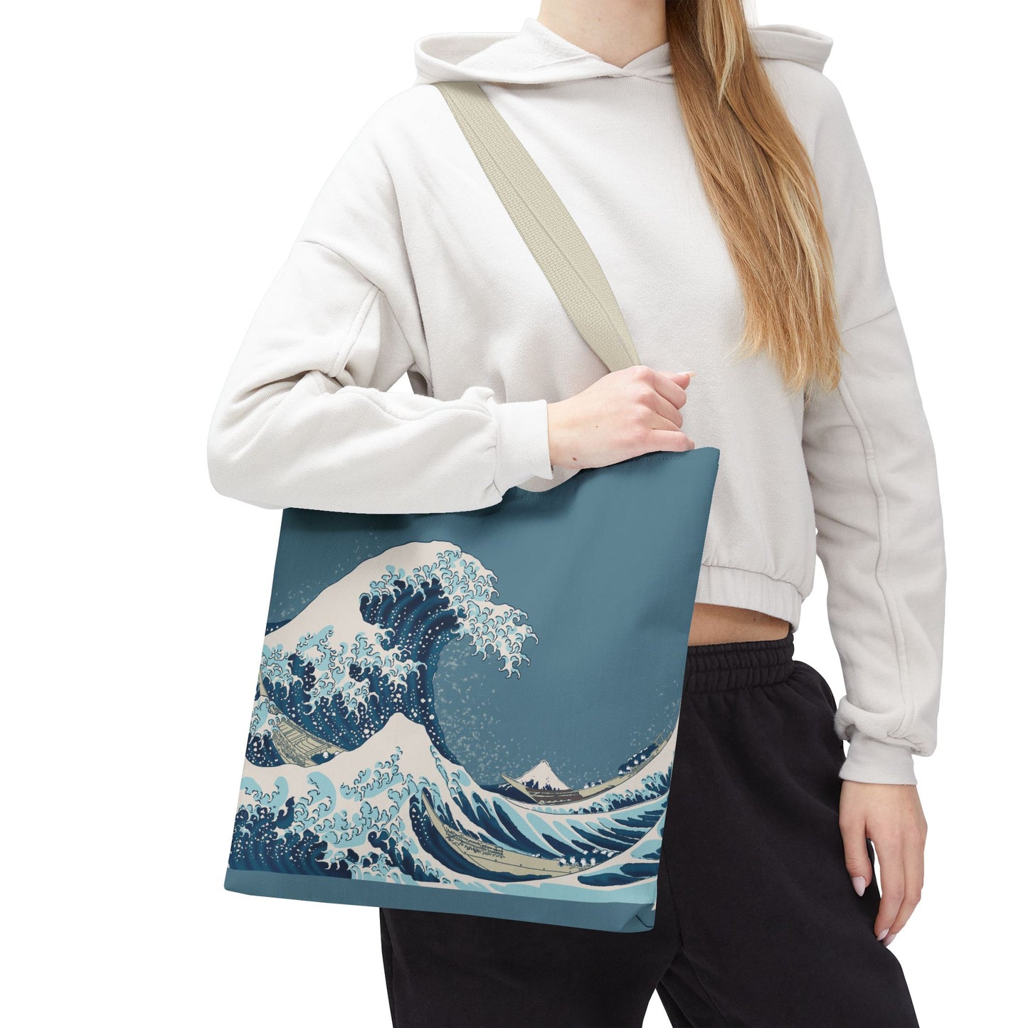 Hokusai Great Wave Tote Bag — Japanese Wave Print All-Over Canvas Beach & Market Tote