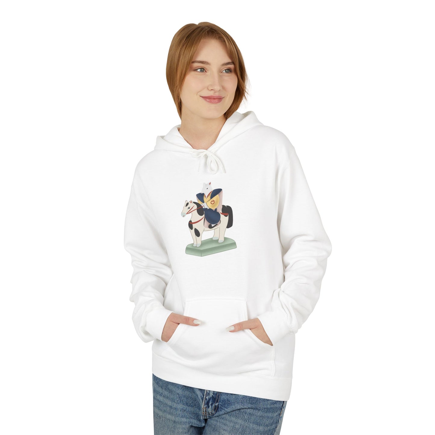 Miharu-goma Horse Hoodie — Traditional Japanese Toy Horse Graphic Sweatshirt