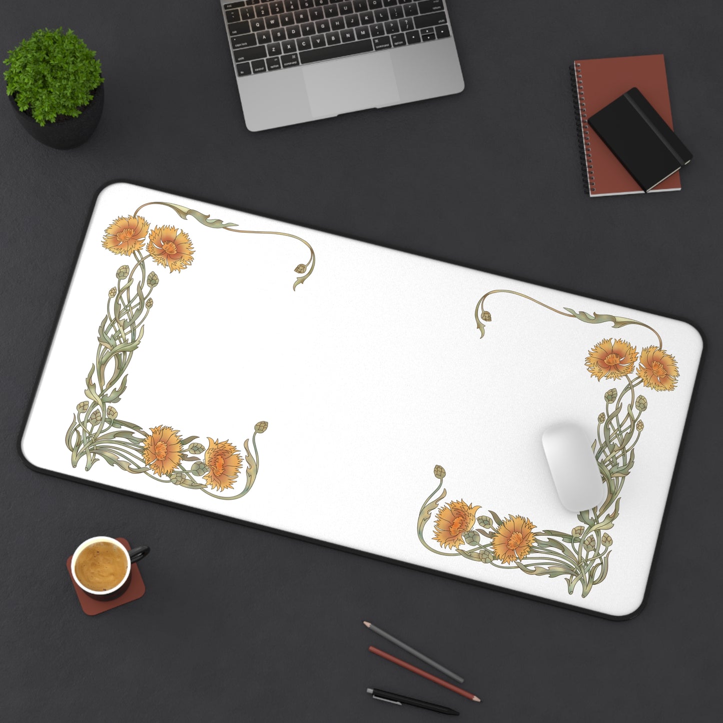 Floral Desk Mat – Elegant Office Decor with Sunflower Design