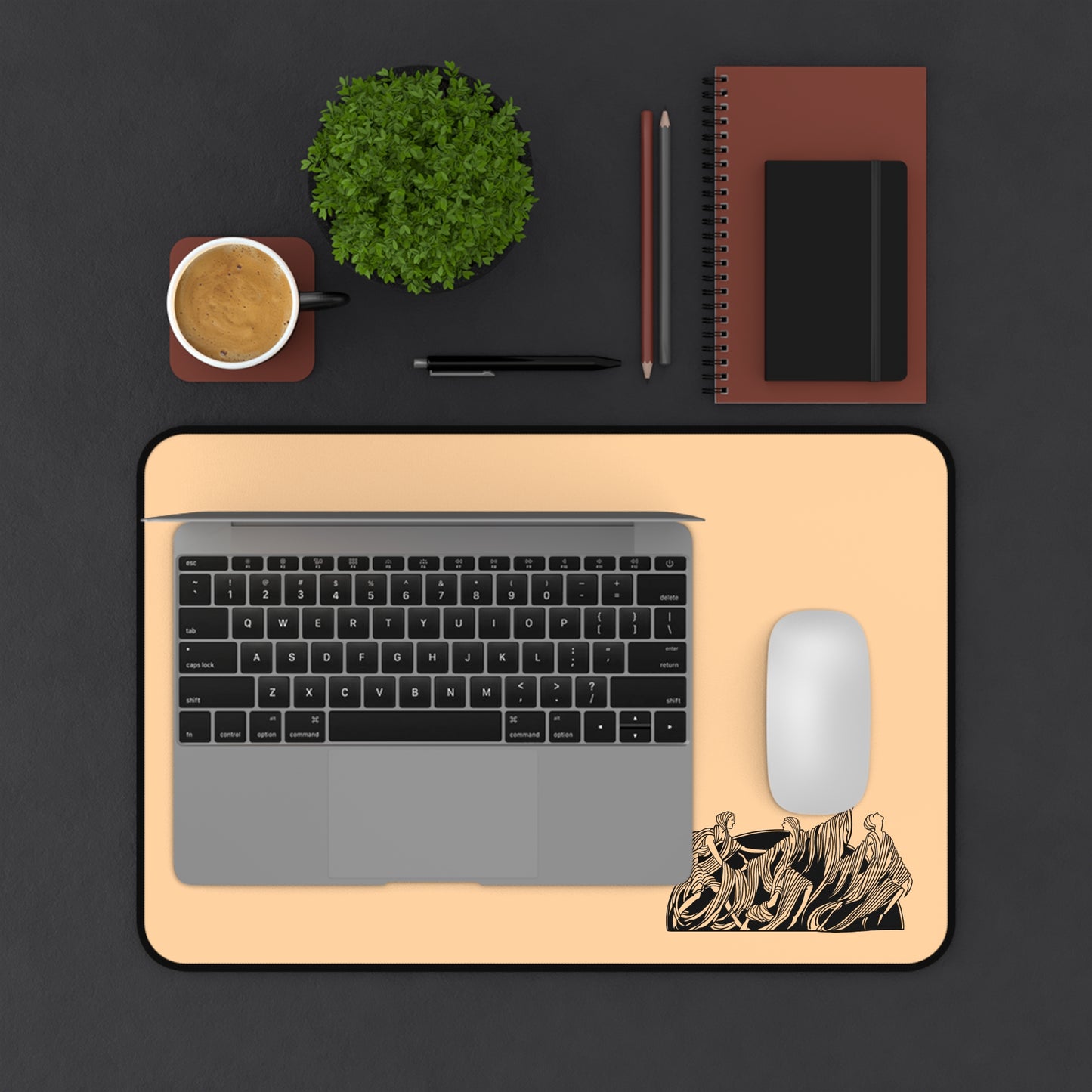 Elegant Desk Mat with Dancing Figure Design