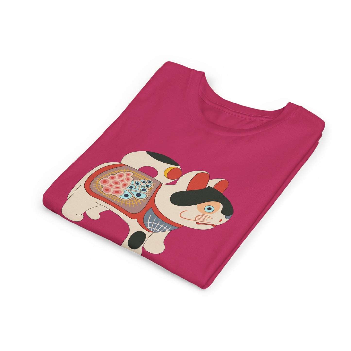 Lucky Inu Hariko illustration by Kawasaki Kyosen Youth Tshirt— Japanese Lucky Cat Tee
