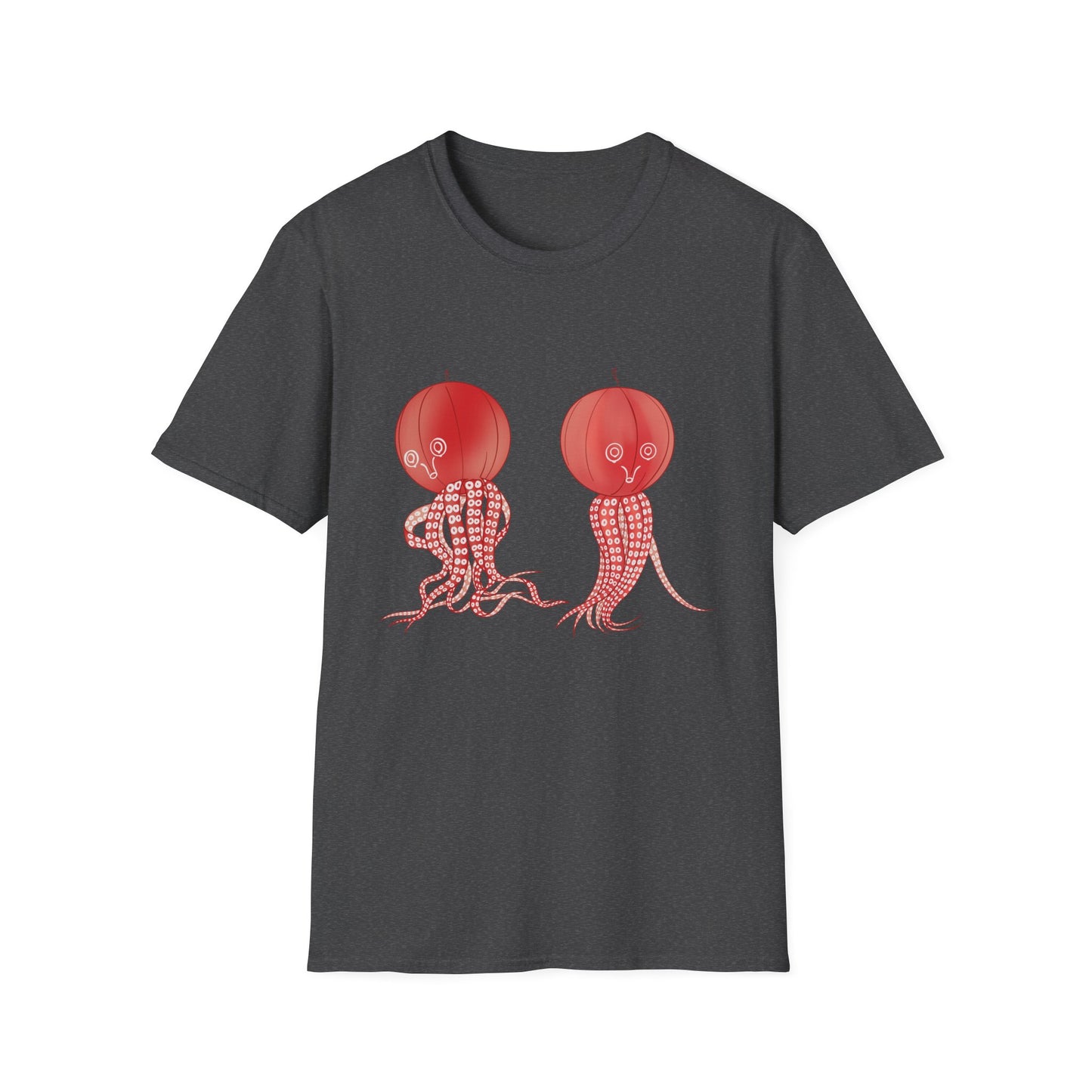 Red Jellyfish Duo by Koizumi Kawasaki TShirt — Cute Ocean Sea Creature Tees