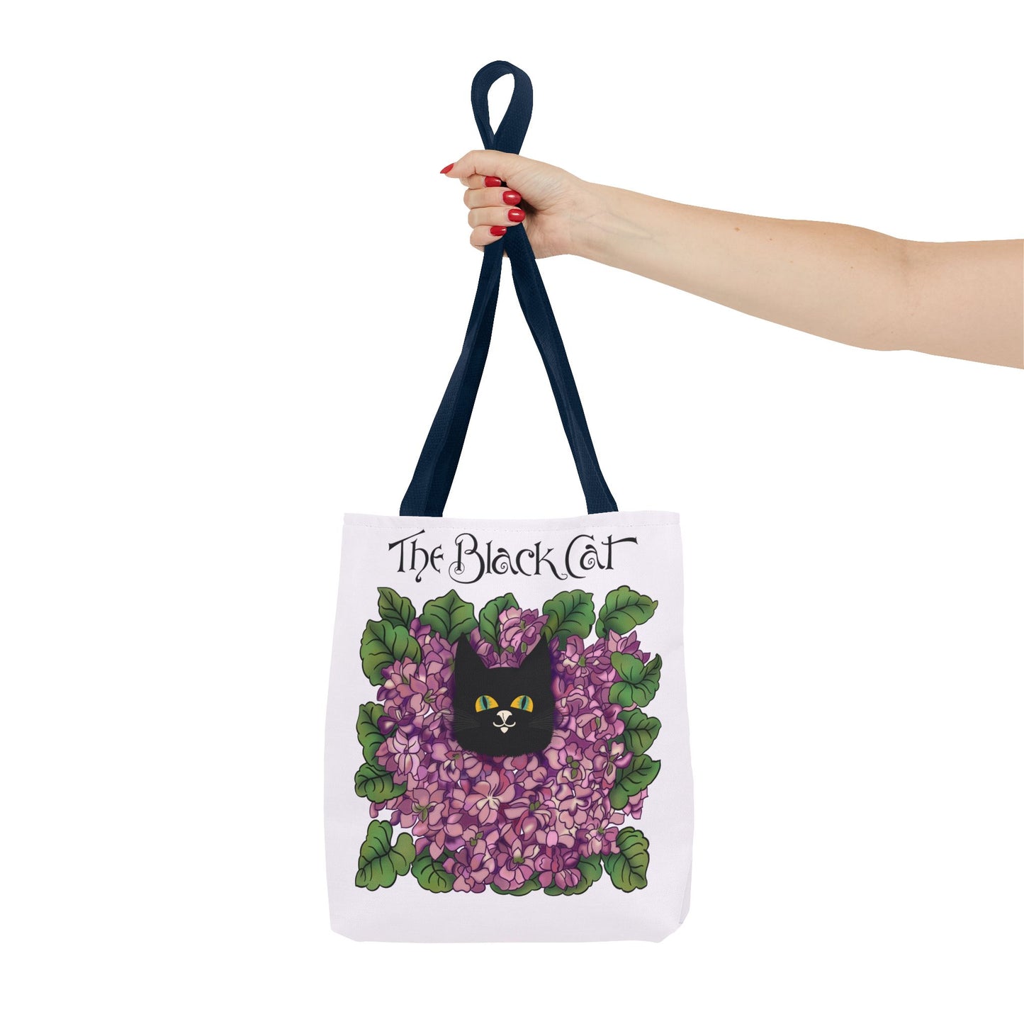 Black Cat Lilac Tote Bag — "The Black Cat" AOP Canvas Tote