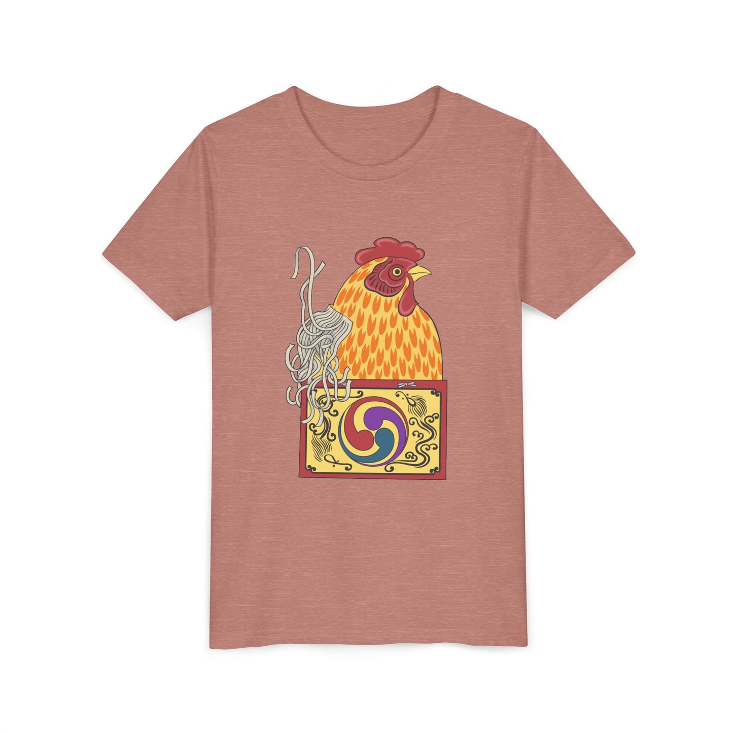 Japanese Rooster  Youth T-Shirt — Colorful Rooster Shimizu Seifū