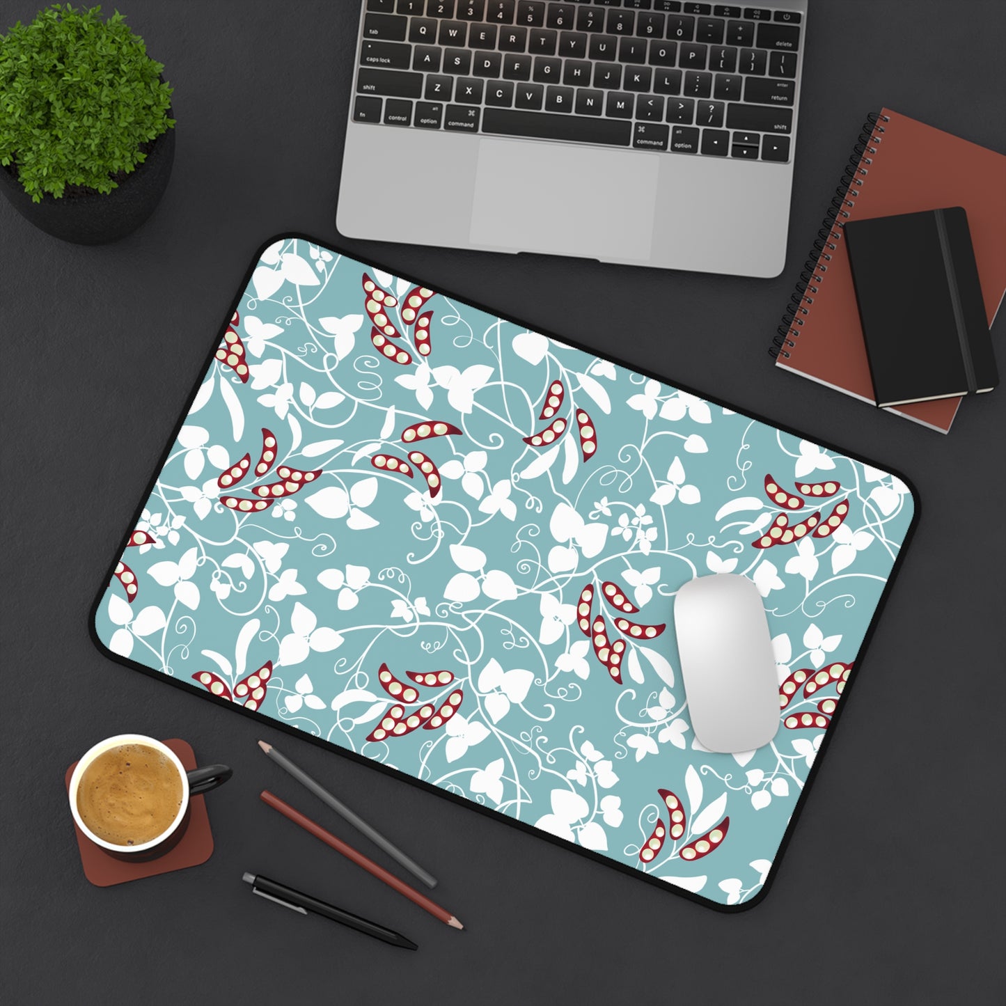 Floral & Pea Pods Desk Mat
