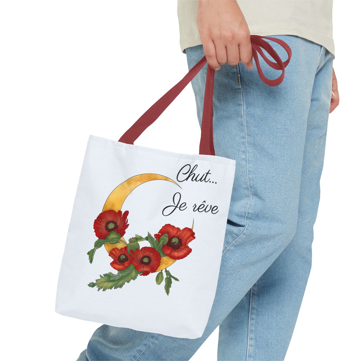 Tote Bag — "Chut... Je rêve" French Script Reversible Tote
