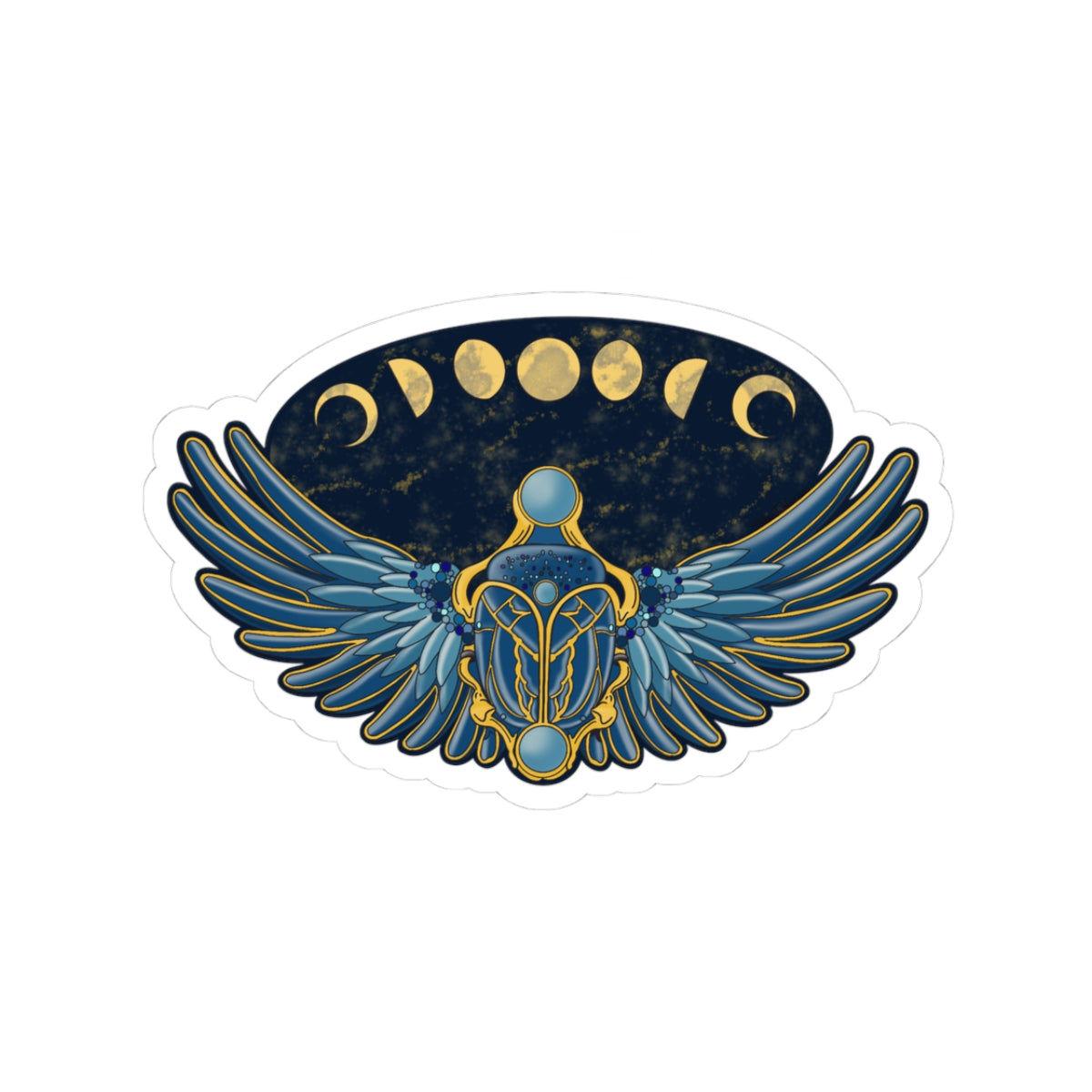 Egyptian Scarab Moon Phases Sticker