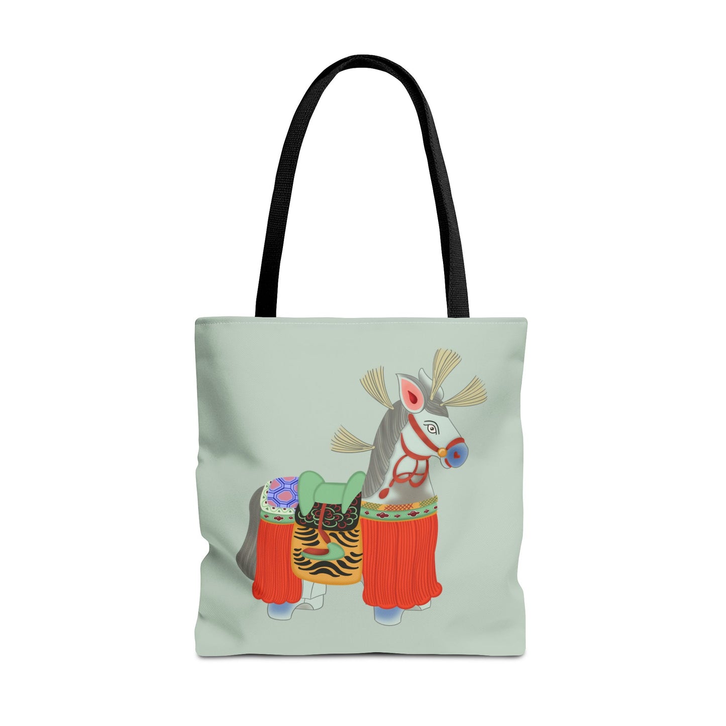 Japanese Folk Toy Horse Tote Bag — Colorful Ethnic Pattern AOP Shopper