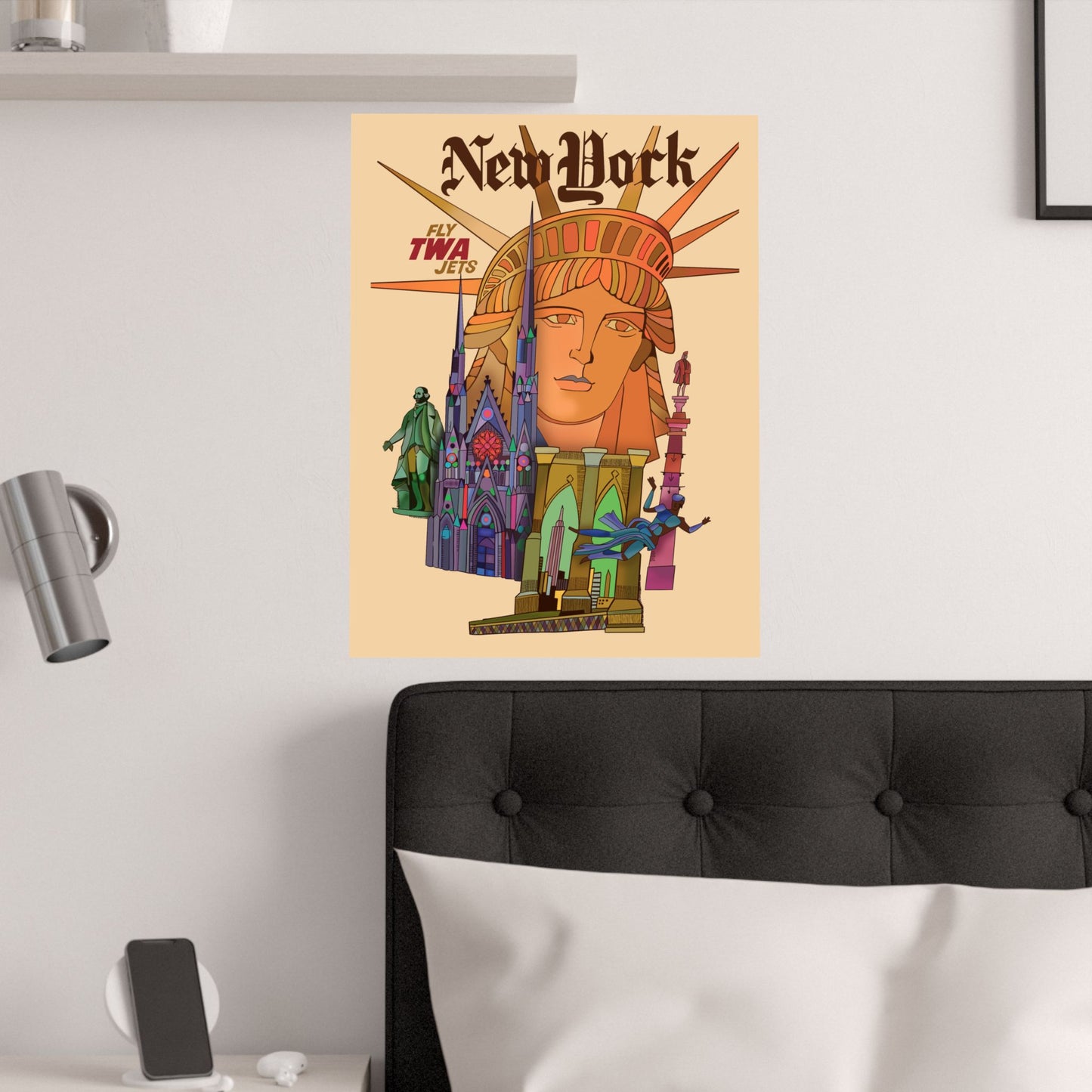 Vintage Travel Poster to New York Satin Poster High Definition