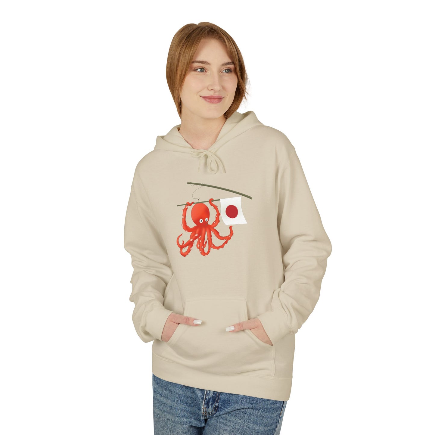 "Tako" Japanese Octopus Hoodie — Cute Red Octopus Graphic Pullover