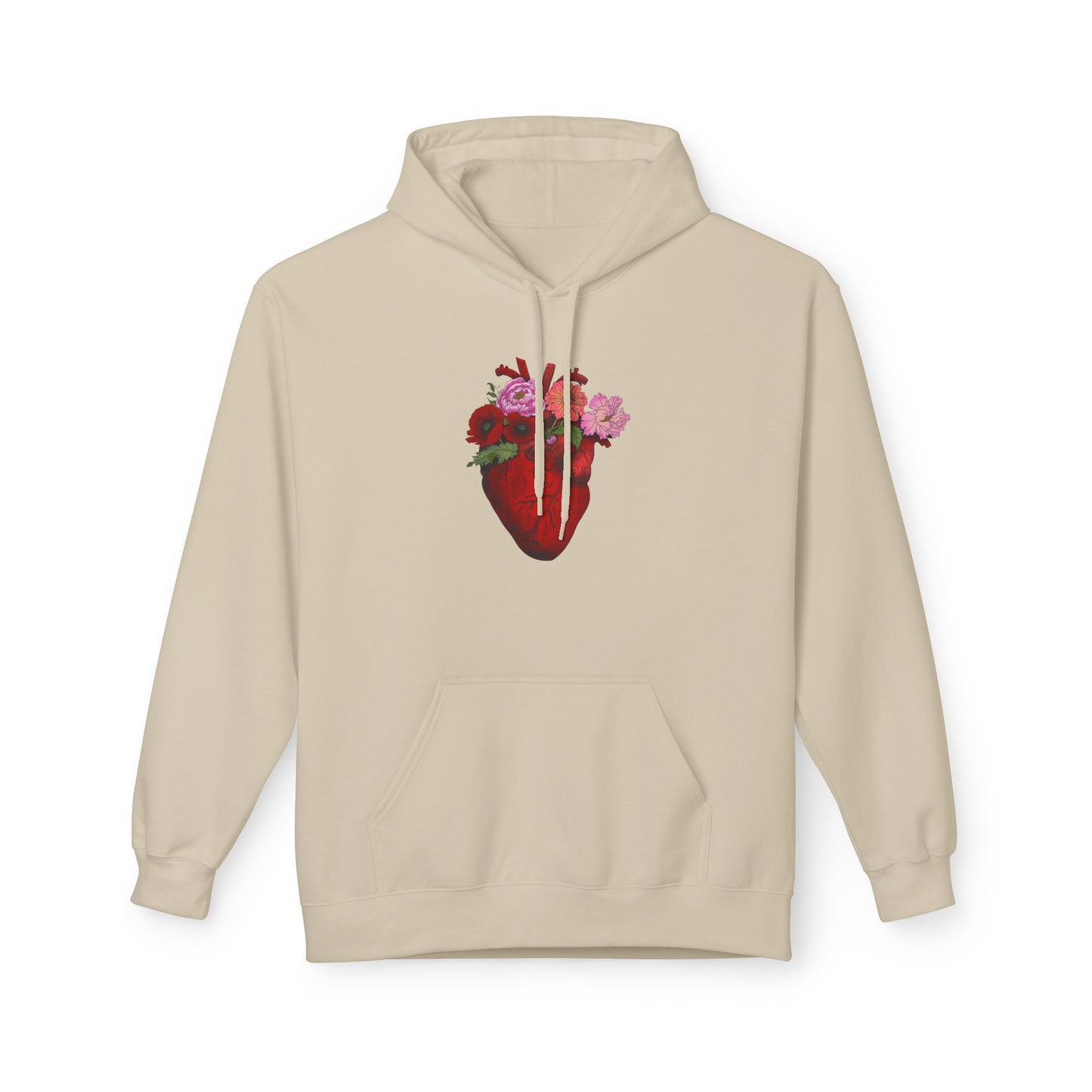 Floral Anatomical Heart Hoodie — Botanical Heart Graphic Pullover
