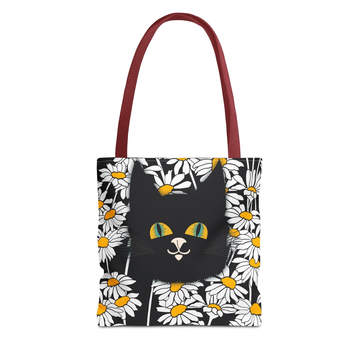 Daisy Black Cat Tote Bag — Black Cat Among Daisies Canvas Tote