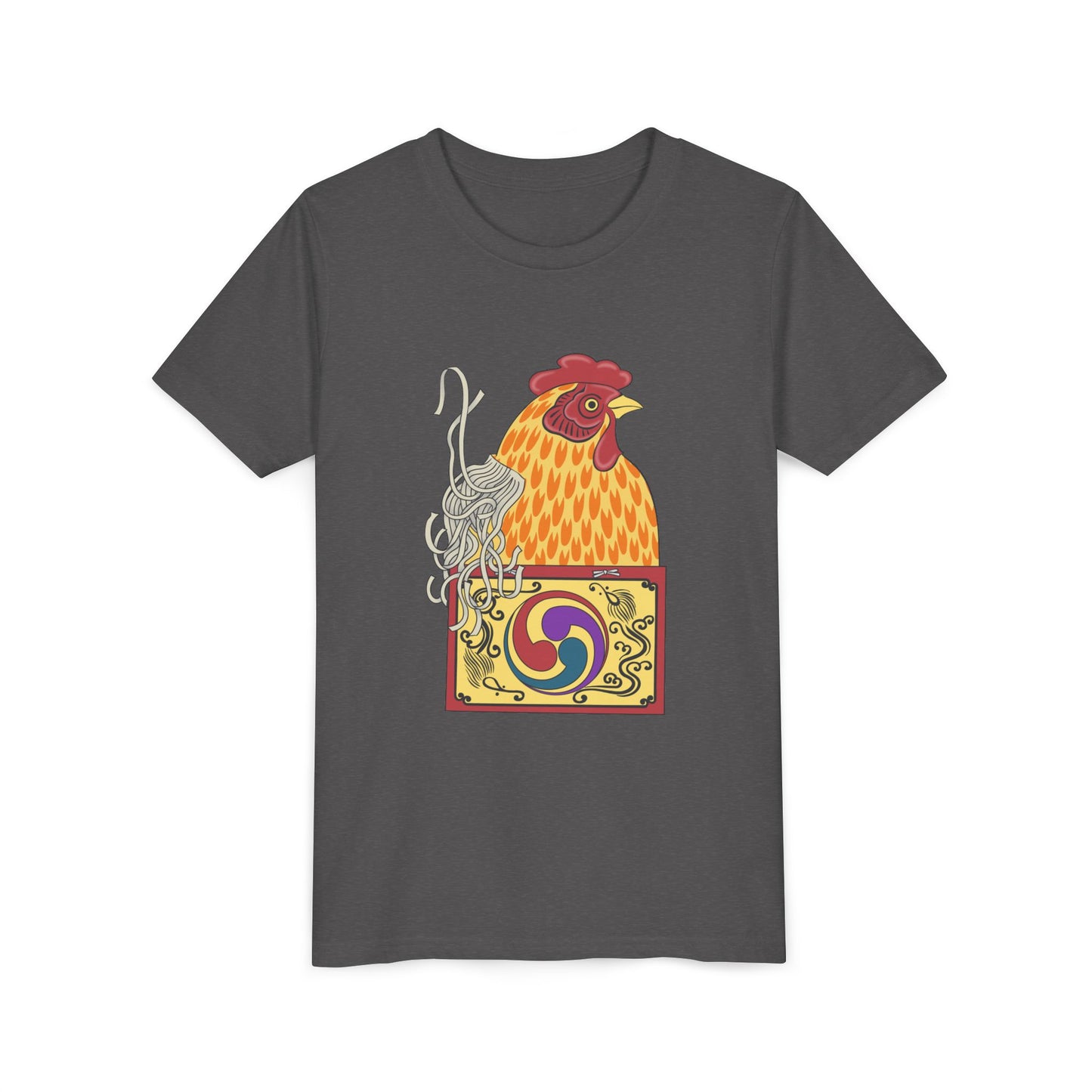 Japanese Rooster  Youth T-Shirt — Colorful Rooster Shimizu Seifū