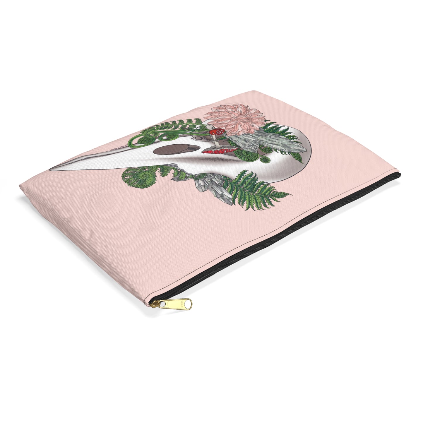 Boho Chic Accessory Pouch, Nature Lover Gift, Skull Design Makeup Bag, Travel Organizer, Feminine Storage Bag