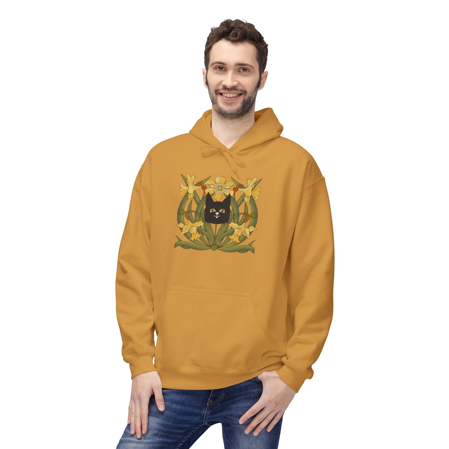Daffodil Crest Hoodie — Vintage Floral Emblem Pullover