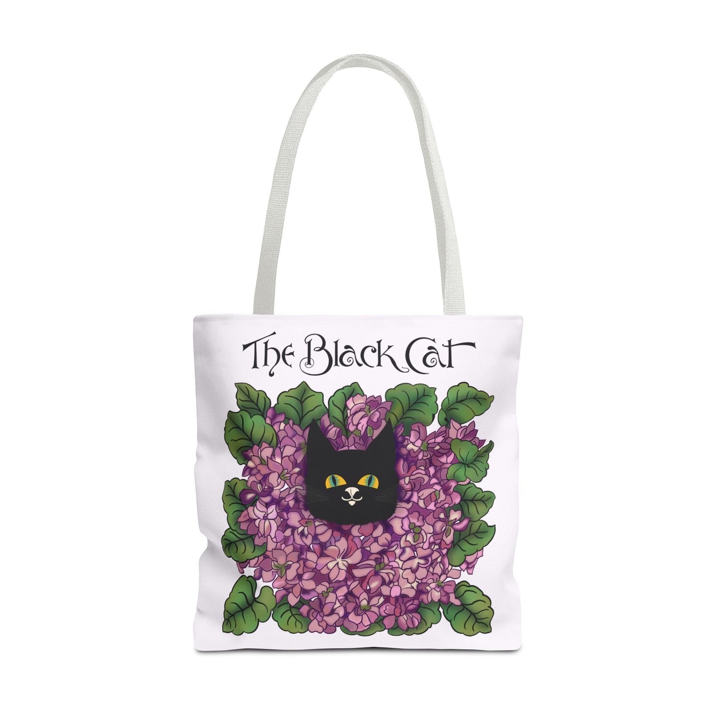 Black Cat Lilac Tote Bag — "The Black Cat" AOP Canvas Tote