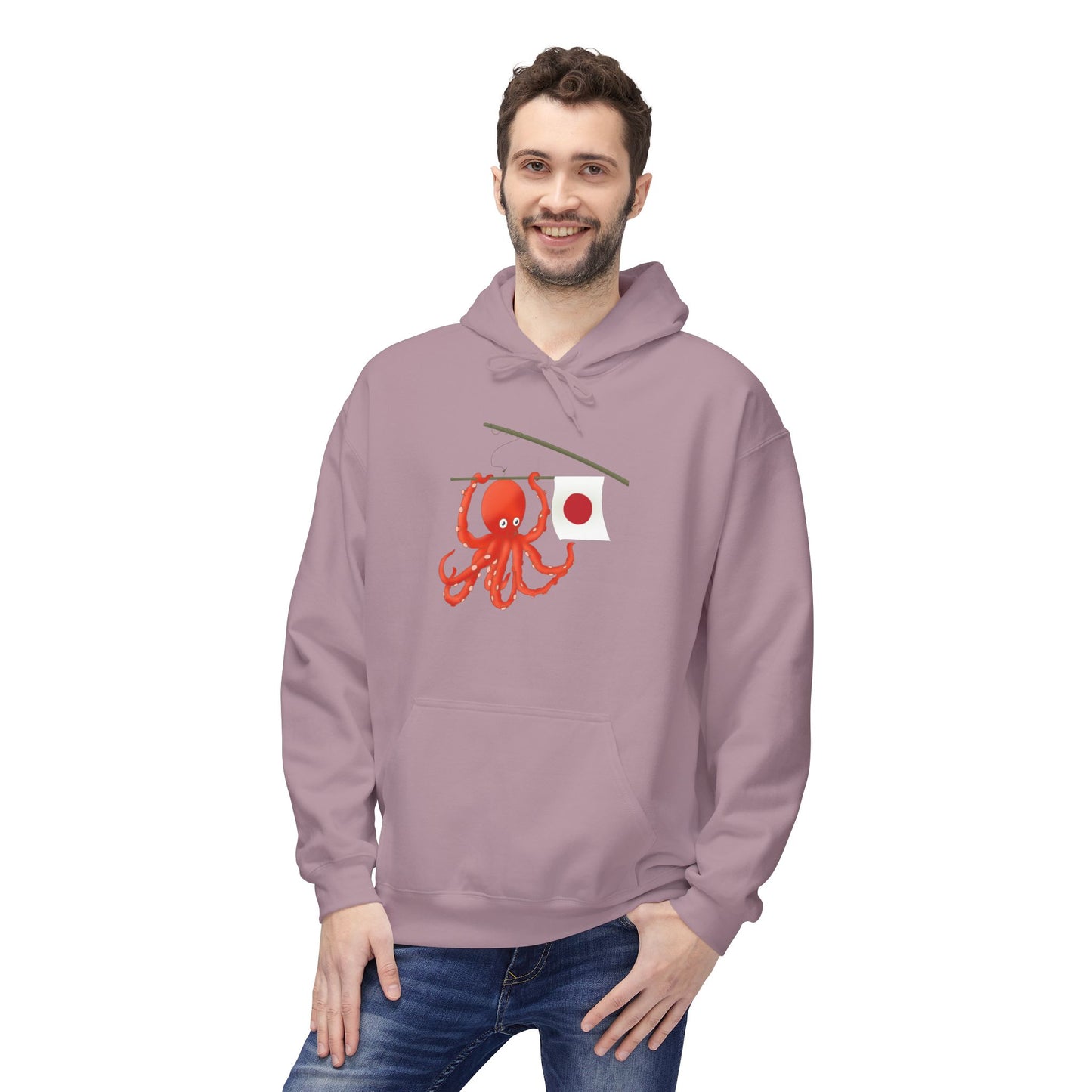 "Tako" Japanese Octopus Hoodie — Cute Red Octopus Graphic Pullover