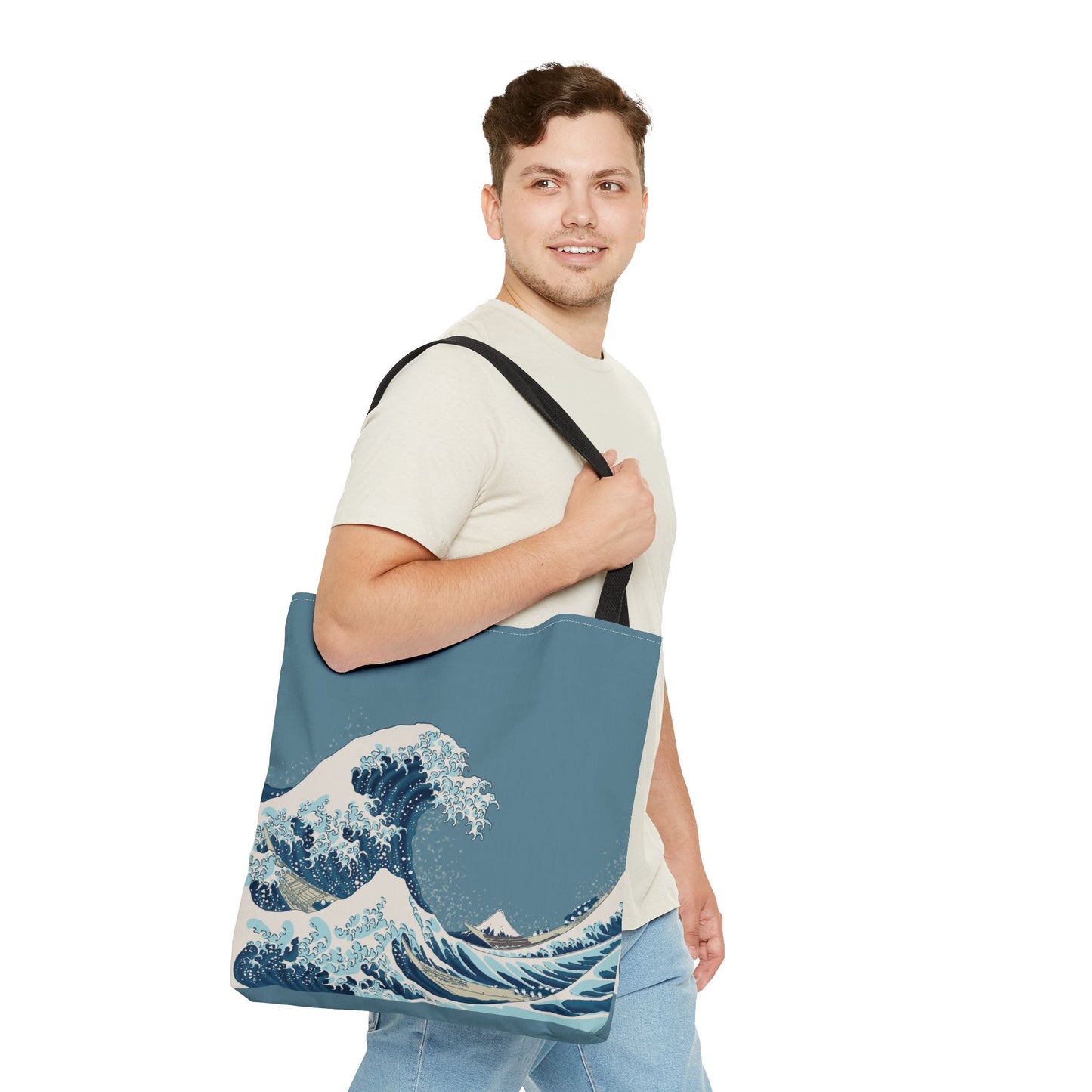 Hokusai Great Wave Tote Bag — Japanese Wave Print All-Over Canvas Beach & Market Tote