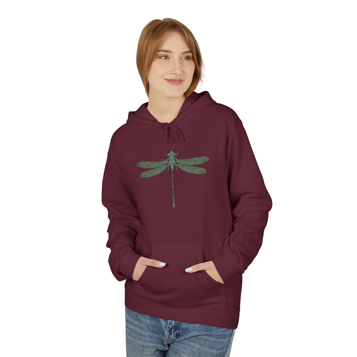 Dragonfly Minimalist Hoodie — Subtle Green Nature Graphic