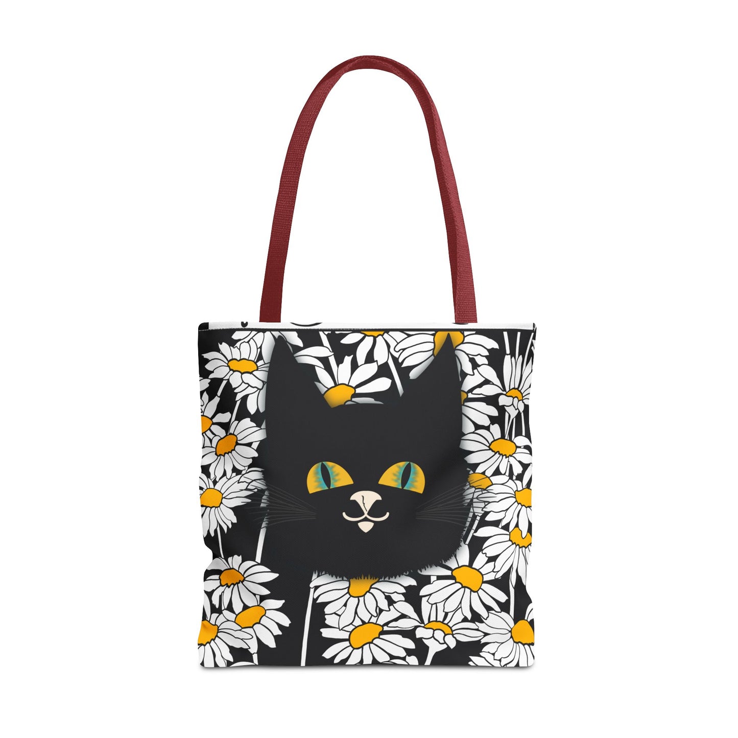Daisy Black Cat Tote Bag — Black Cat Among Daisies Canvas Tote