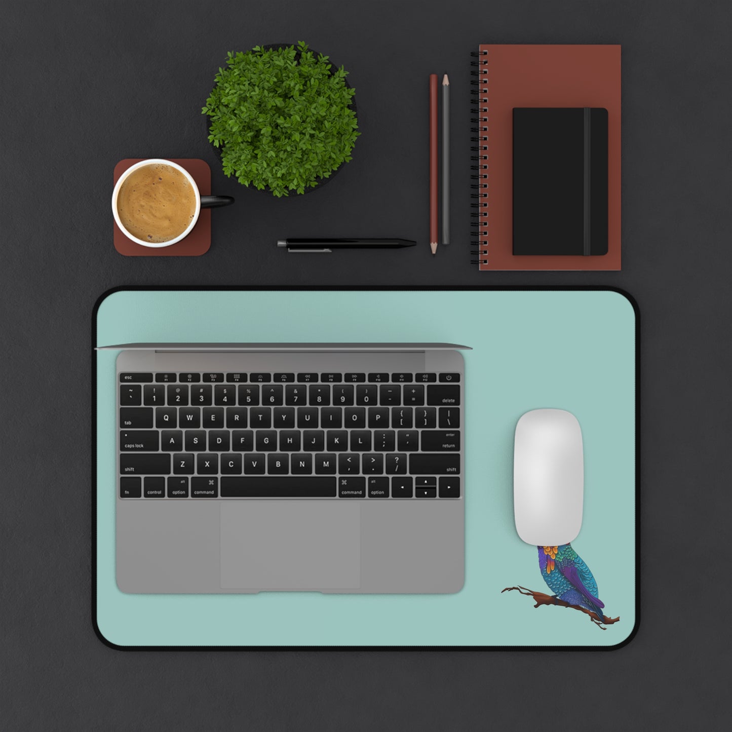 Colorful Hummingbird Desk Mat