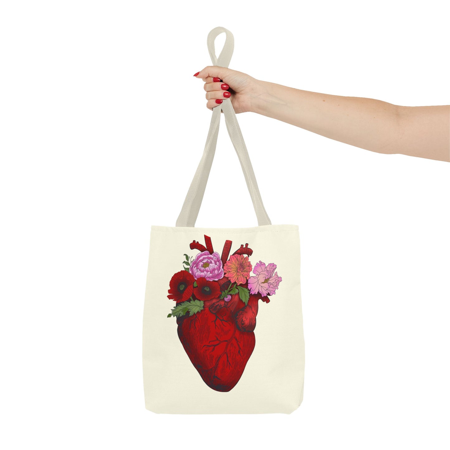 Anatomical Heart Floral Tote Bag — Valentine & Everyday Gift Tote
