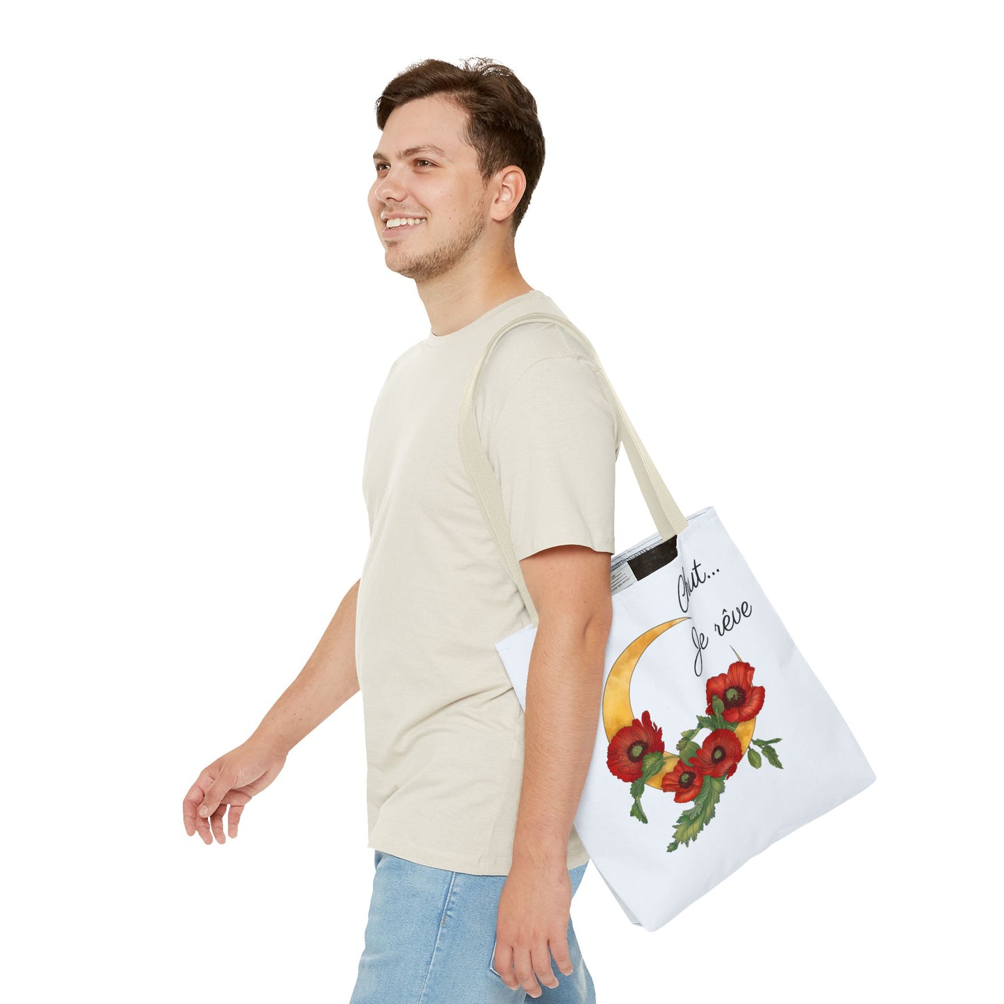 Tote Bag — "Chut... Je rêve" French Script Reversible Tote