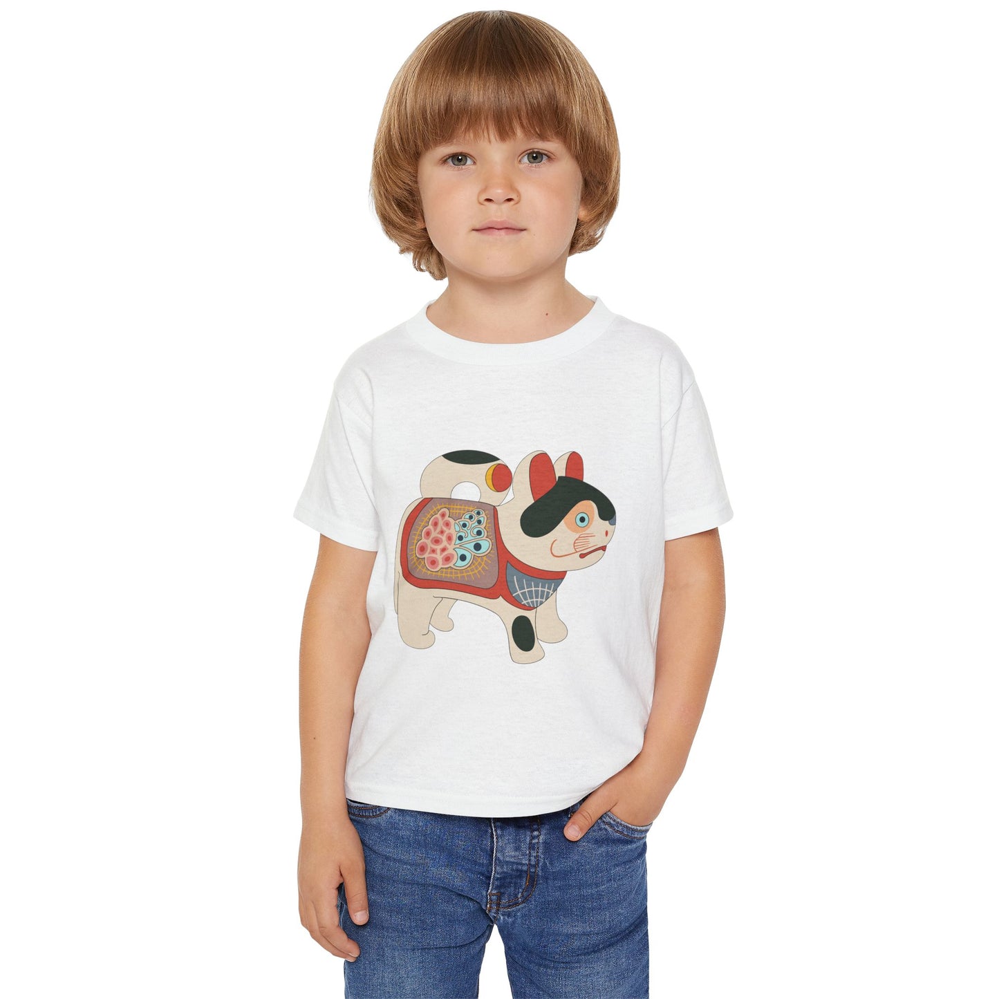 Lucky Inu Hariko illustration by Kawasaki Kyosen Toddler Tshirt — Japanese Lucky Cat Tee
