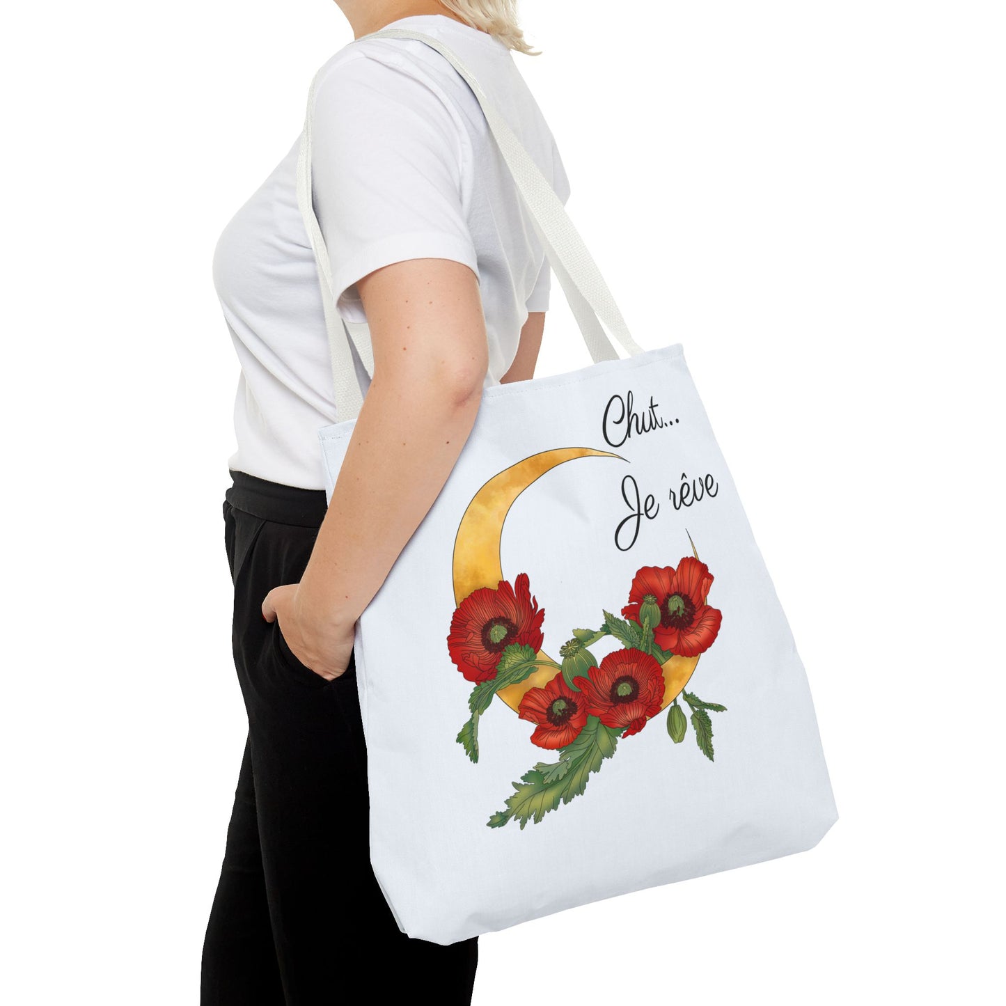 Tote Bag — "Chut... Je rêve" French Script Reversible Tote