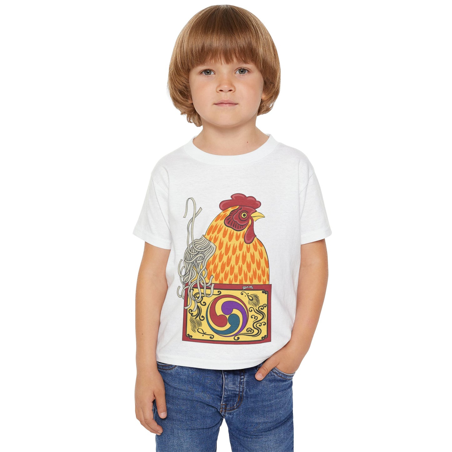 Japanese Rooster Toddler T-Shirt — Colorful Rooster Shimizu Seifū