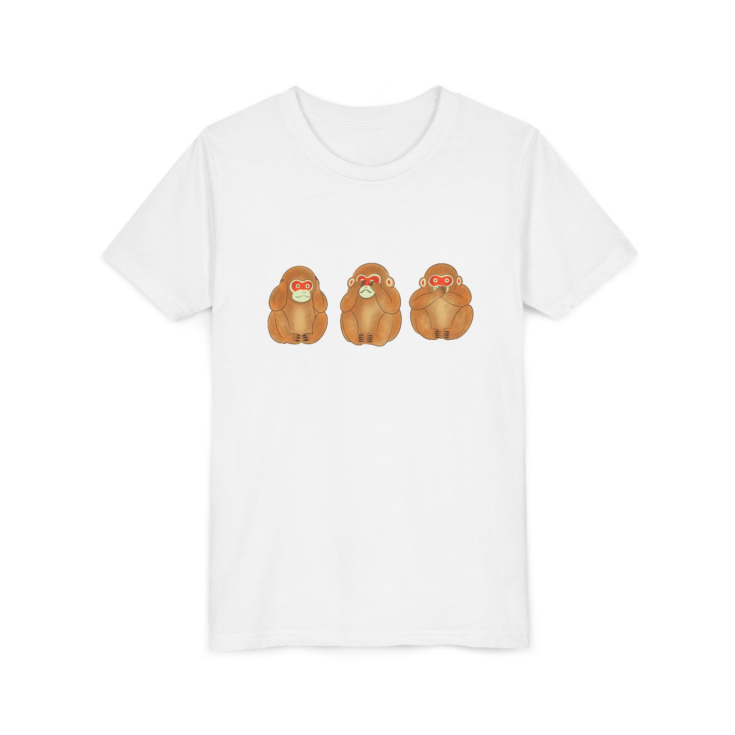 Three Wise Monkeys Fushimi clay doll Youth TShirt | Three Wise Monkeys