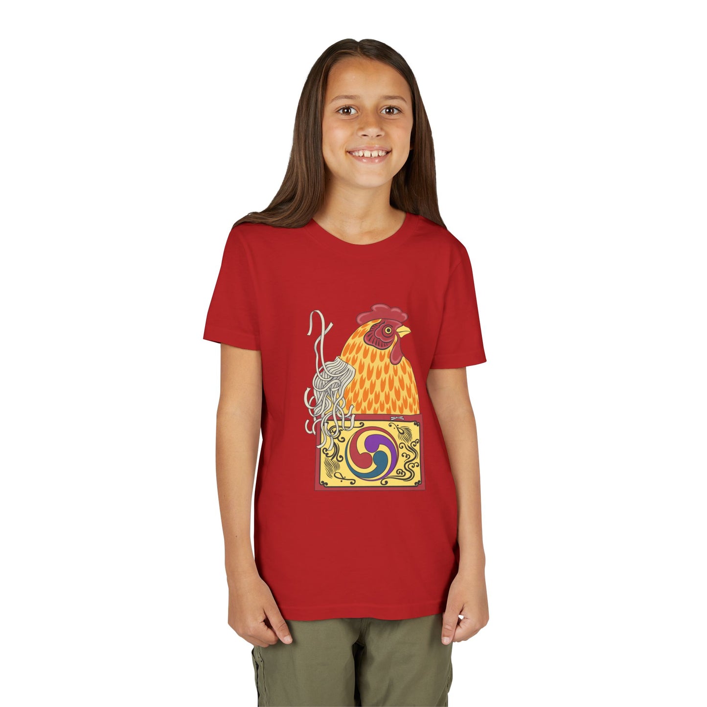 Japanese Rooster  Youth T-Shirt — Colorful Rooster Shimizu Seifū