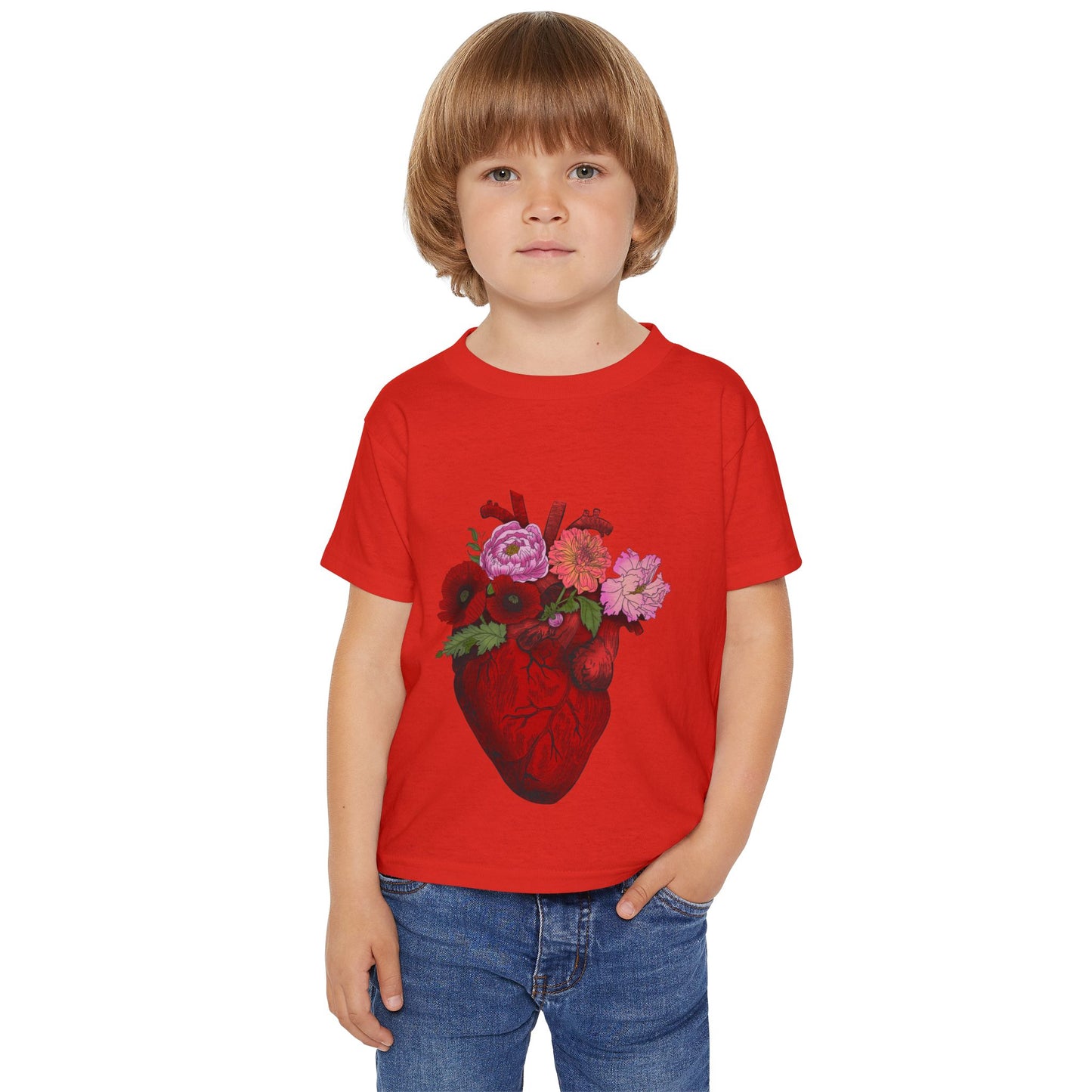Floral Heart Toddler T-Shirt — Floral Anatomical Heart Graphic