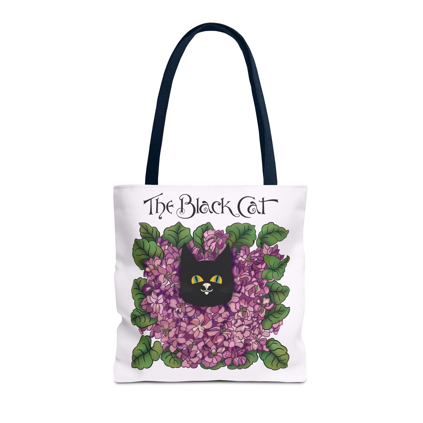 Black Cat Lilac Tote Bag — "The Black Cat" AOP Canvas Tote