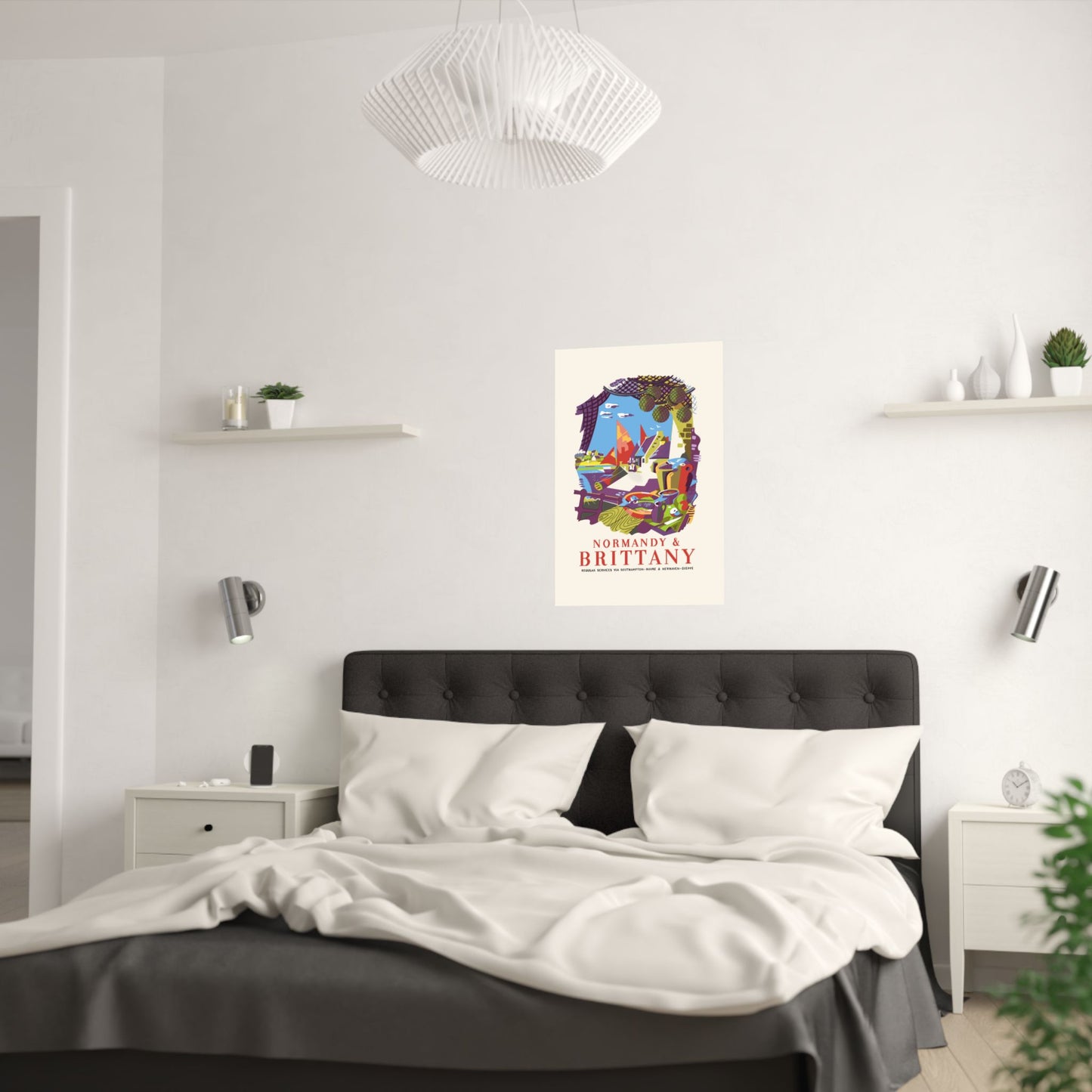 Vintage Travel Destination Normandy & Brittany Satin Poster