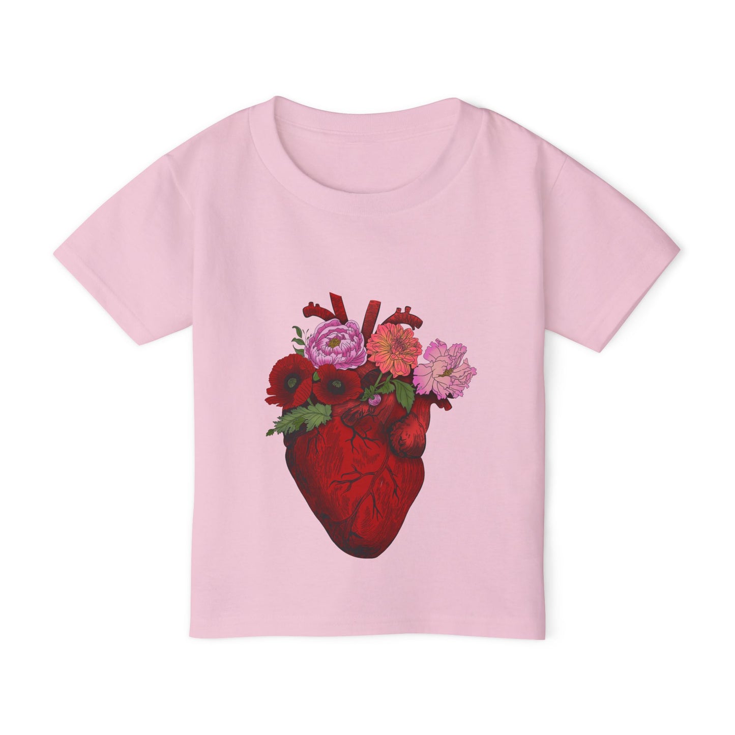 Floral Heart Toddler T-Shirt — Floral Anatomical Heart Graphic