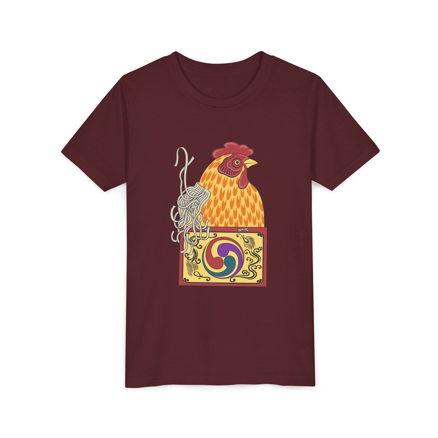 Japanese Rooster  Youth T-Shirt — Colorful Rooster Shimizu Seifū