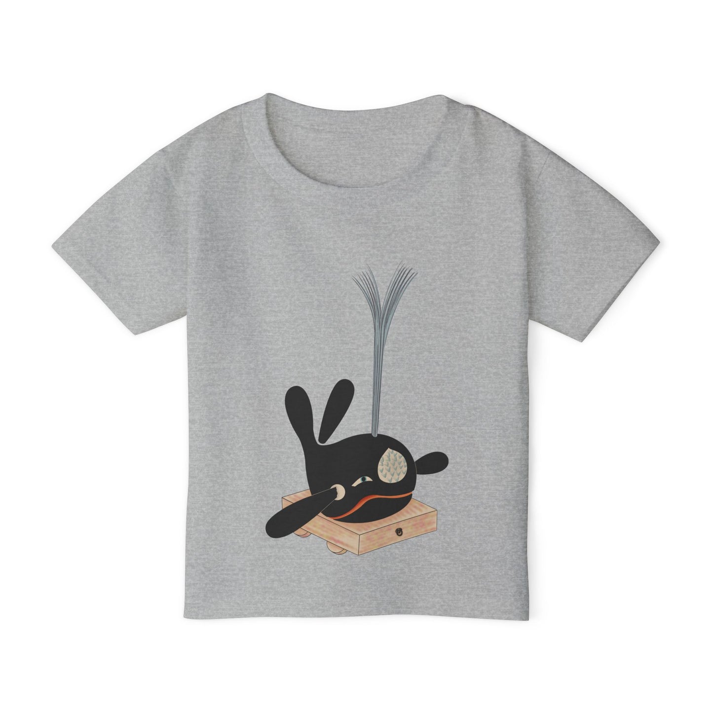 Vintage Japanese Toy Whale Kids T-Shirt — "Kujira no Shoufuki" Whale on Crate Toddler Tee