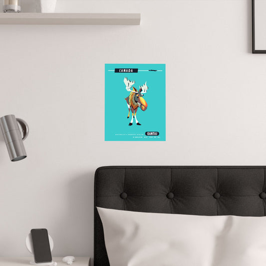 Qantas Airline Canadian Moose Satin Poster