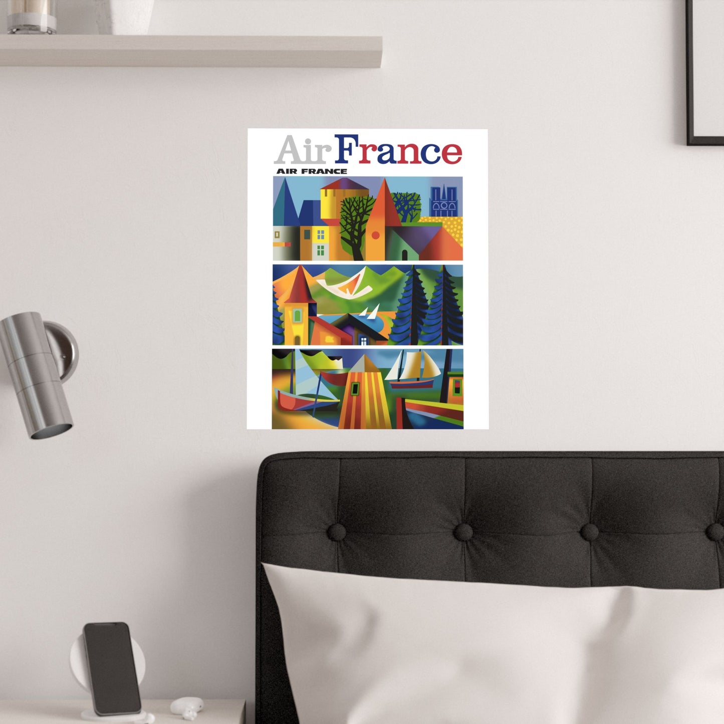 Vintage Air France Travel Destination Satin Poster