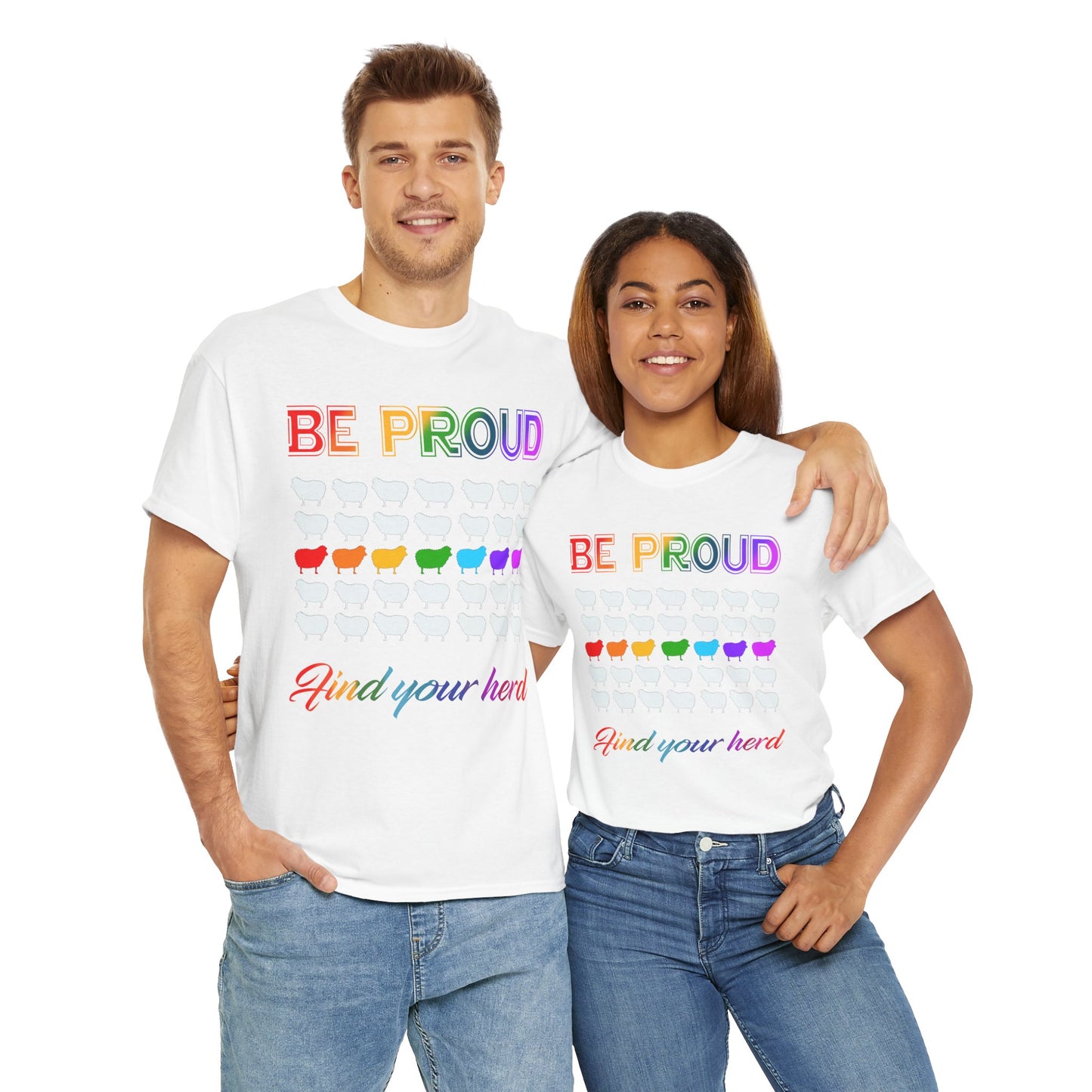 Proud Pride Tee, LGBTQ+ Find Your Herd Unisex Heavy Cotton T-Shirt,