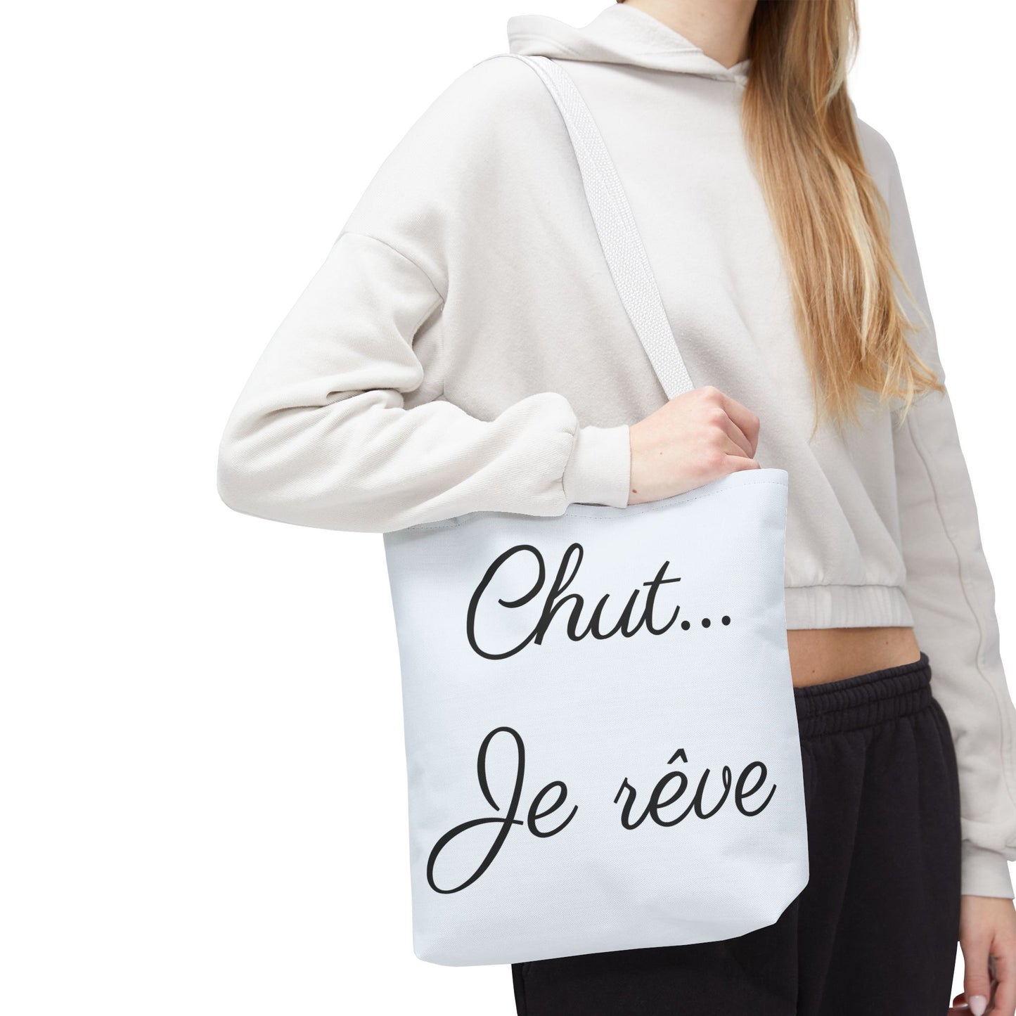 Tote Bag — "Chut... Je rêve" French Script Reversible Tote