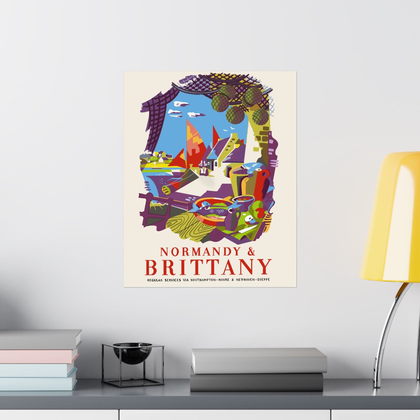 Vintage Travel Destination Normandy & Brittany Satin Poster