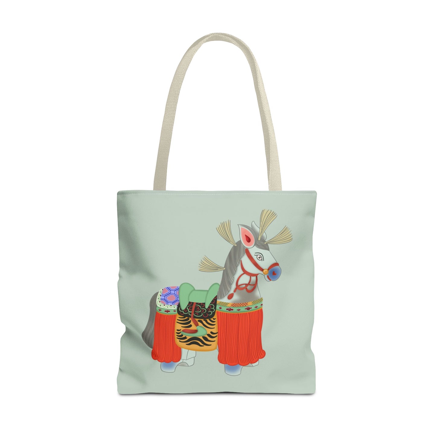Japanese Folk Toy Horse Tote Bag — Colorful Ethnic Pattern AOP Shopper