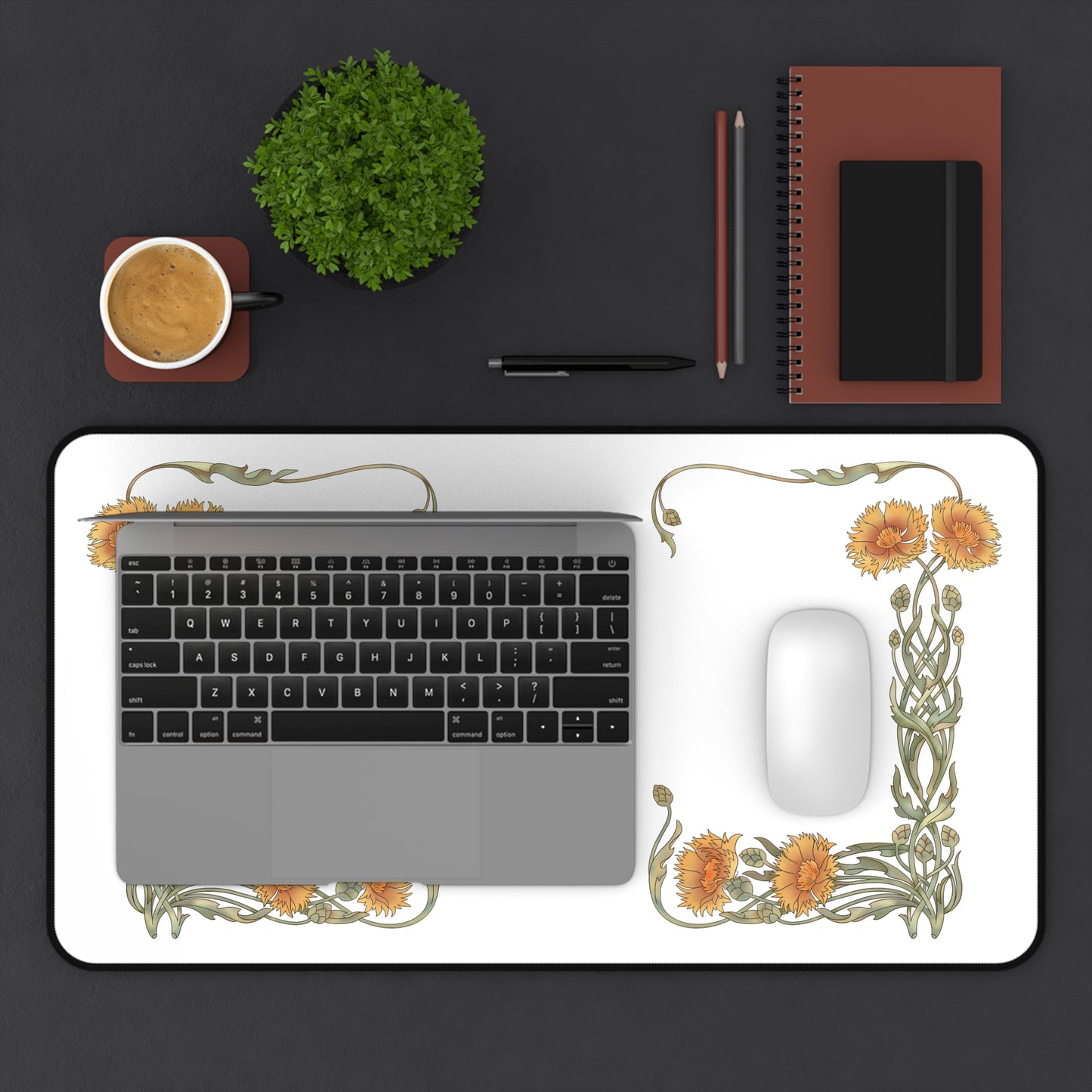 Floral Desk Mat – Elegant Office Decor with Sunflower Design