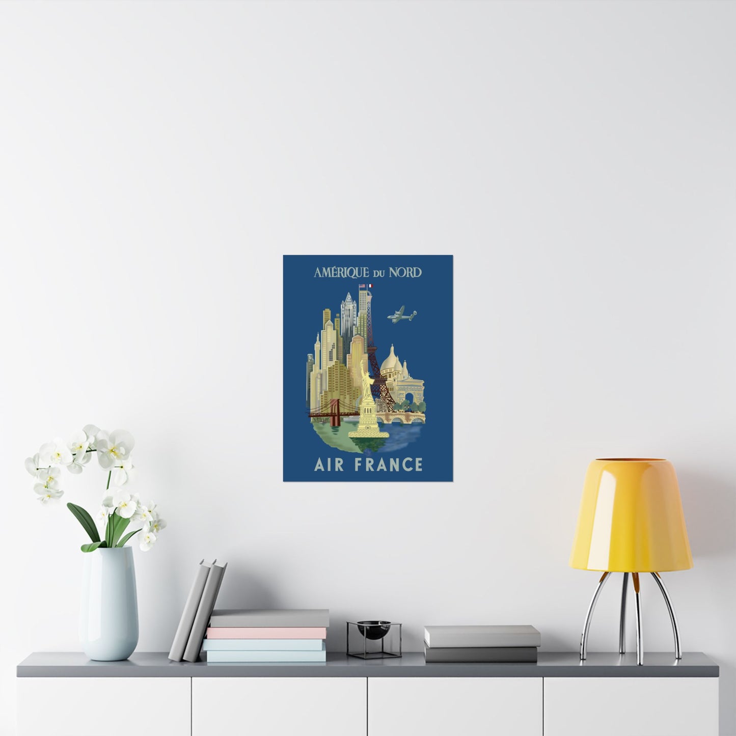 Vintage Air France North America Satin Poster