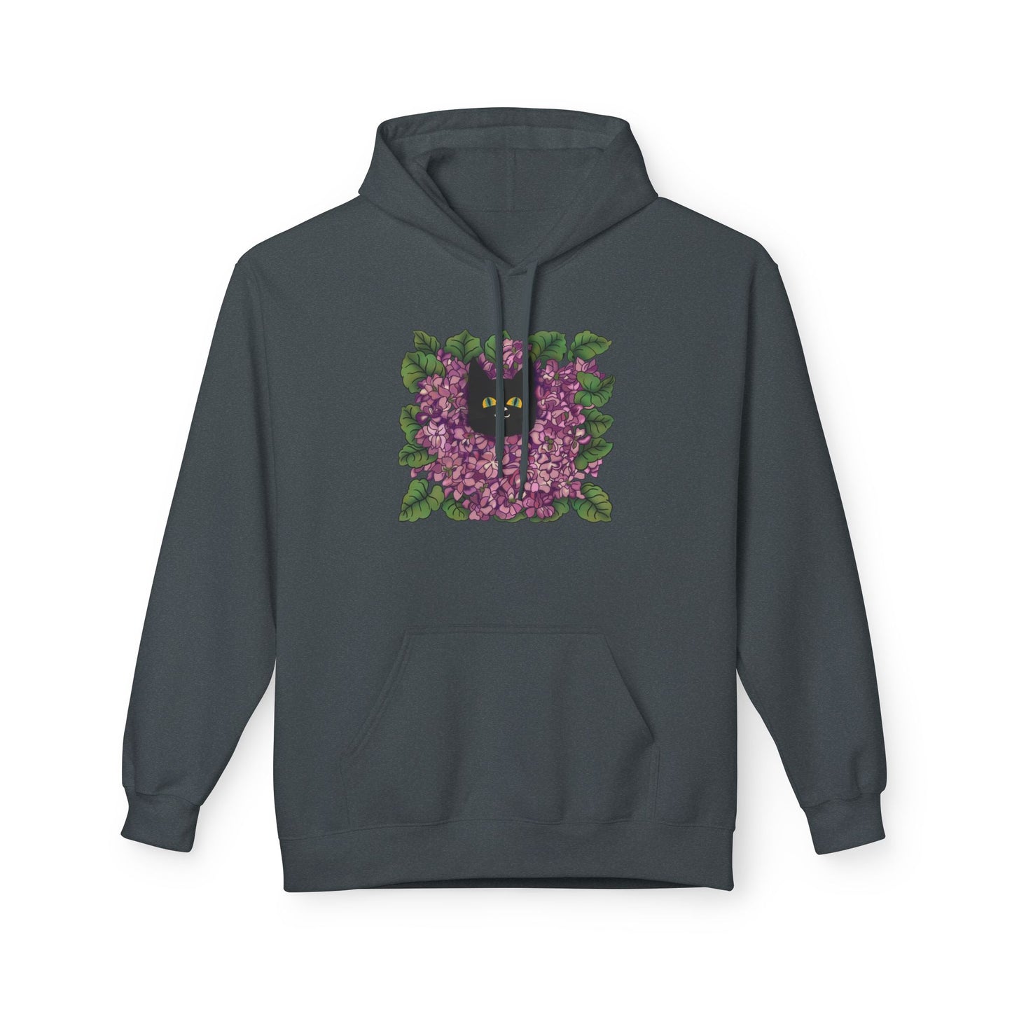 Lillac Black Cat Hoodie — Vintage Purple Lilac Graphic Pullover