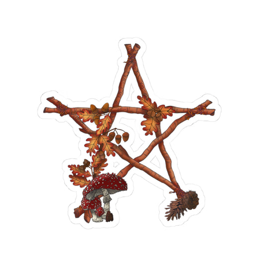Mabon Mushroom Pentagram Sticker